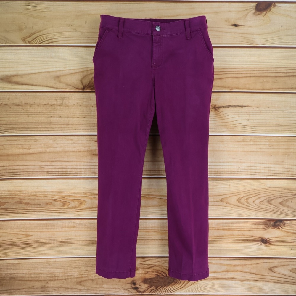St. John's Bay Pants Straight Leg Stretch Mid Rise Womens Size 10P Purple Chinos